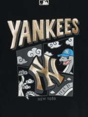 Áo Sweatshirt MLB New Year Snake Cartoon Graphic Overfit Man to Man New York Yankees Black