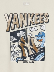 Áo Sweatshirt MLB New Year Snake Cartoon Graphic Overfit Man to Man New York Yankees Cream