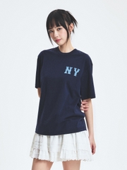 Áo Thun MLB Basic Denim-like Coopers Overfit Short Sleeve T-shirt New York Yankees Navy