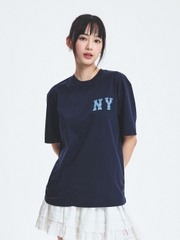 Áo Thun MLB Basic Denim-like Coopers Overfit Short Sleeve T-shirt New York Yankees Navy
