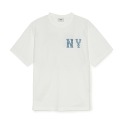 Áo Thun MLB Basic Denim-like Coopers Overfit Short Sleeve T-shirt New York Yankees Ivory