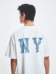 Áo Thun MLB Basic Denim-like Coopers Overfit Short Sleeve T-shirt New York Yankees Ivory