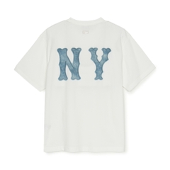 Áo Thun MLB Basic Denim-like Coopers Overfit Short Sleeve T-shirt New York Yankees Ivory