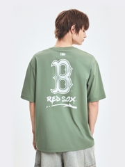 Áo Thun MLB Basic Street Logo Overfit Short Sleeve T-Shirt Boston Red Sox Khaki