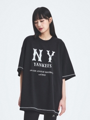 Áo Thun MLB Basic Coopers Logo Mega Overfit Functional Short Sleeve T-Shirt New York Yankees Black