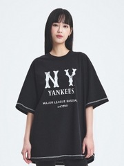 Áo Thun MLB Basic Coopers Logo Mega Overfit Functional Short Sleeve T-Shirt New York Yankees Black