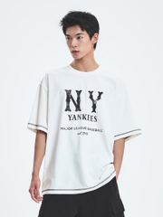 Áo Thun MLB Basic Coopers Logo Mega Overfit Functional Short Sleeve T-Shirt New York Yankees Ivory