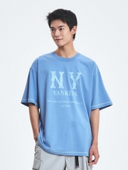 Áo Thun MLB Basic Coopers Logo Mega Overfit Functional Short Sleeve T-Shirt New York Yankees Blue