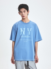 Áo Thun MLB Basic Coopers Logo Mega Overfit Functional Short Sleeve T-Shirt New York Yankees Blue