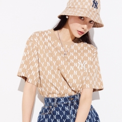 Áo Thun MLB Basic Monogram Allover New York Yankees D.Beige