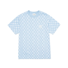 Áo Thun MLB Basic Monogram Allover New York Yankees L.Blue