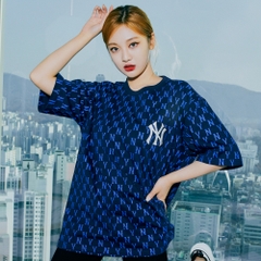 Áo Thun MLB Basic Monogram Allover New York Yankees Navy