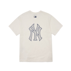 Áo Thun MLB Basic Monogram Back Logo New York Yankees Cream
