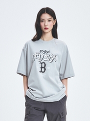 Áo Thun MLB Basic Big Logo Mega Overfit Functional Short Sleeve T-Shirt Boston Red Sox Grey