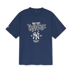 Áo Thun MLB Basic Big Logo Mega Overfit Functional Short Sleeve T-Shirt New York Yankees Navy