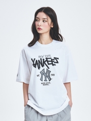 Áo Thun MLB Basic Big Logo Mega Overfit Functional Short Sleeve T-Shirt New York Yankees White