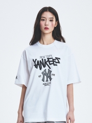 Áo Thun MLB Basic Big Logo Mega Overfit Functional Short Sleeve T-Shirt New York Yankees White