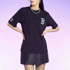 Áo Thun MLB Checkerboard Clipping Logo Boston Red Sox Black