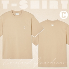 Áo Thun MLB Korea Basic Short Sleeve T-Shirt Clevenland Guardians Beige