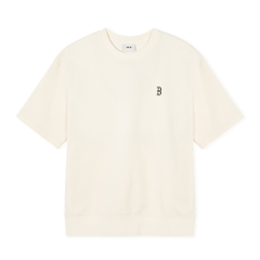 Áo Thun MLB Korea Basic Small Logo Man To Man Boston Red Sox Cream