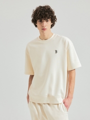 Áo Thun MLB Korea Basic Small Logo Man To Man Boston Red Sox Cream