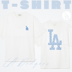 Áo Thun MLB Korea Denim Like Mono Big Lux LA Dodgers White