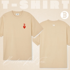 Áo Thun MLB Korea Heart Small Logo T-Shirt Boston Red Sox Beige