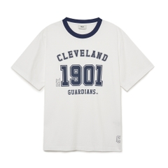 Áo Thun MLB Korea Varsity Number Graphic Cleveland Guardians White