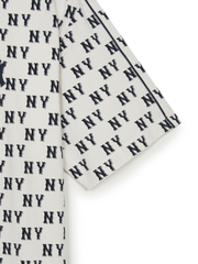 Áo Thun MLB Classic Mono Sporty Full-Panel Pattern Overfit Short-Sleeve T-Shirt New York Yankees Cream