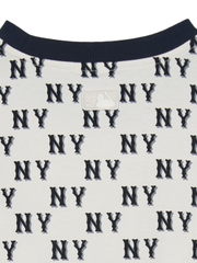 Áo Thun MLB Classic Mono Sporty Full-Panel Pattern Overfit Short-Sleeve T-Shirt New York Yankees Cream