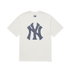Áo Thun MLB Classic Monogram Clipping Back Logo New York Yankees Ivory