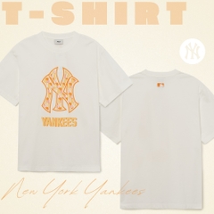 Áo Thun MLB Cube Clipping Monogram New York Yankees Cream