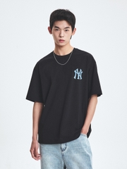 Áo Thun MLB Denim-like Mono Big Lux Overfit Short Sleeve T-shirt New York Yankees Black
