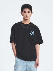 Áo Thun MLB Denim-like Mono Big Lux Overfit Short Sleeve T-shirt New York Yankees Black