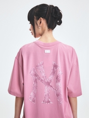 Áo Thun MLB Denim-like Mono Big Lux Short Sleeve T-shirt New York Yankees Pink