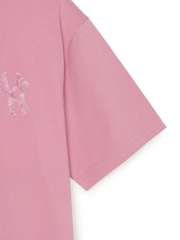 Áo Thun MLB Denim-like Mono Big Lux Short Sleeve T-shirt New York Yankees Pink