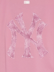 Áo Thun MLB Denim-like Mono Big Lux Short Sleeve T-shirt New York Yankees Pink