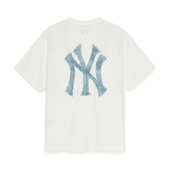 Áo Thun MLB Denim-like Mono Big Lux Short Sleeve T-shirt New York Yankees Ivory
