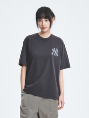 Áo Thun MLB Denim-like Mono Big Lux Overfit Short Sleeve T-shirt New York Yankees Grey