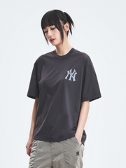 Áo Thun MLB Denim-like Mono Big Lux Overfit Short Sleeve T-shirt New York Yankees Grey