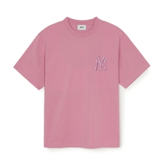 Áo Thun MLB Denim-like Monotive Overfit Short Sleeve T-shirt New York Yankees Pink