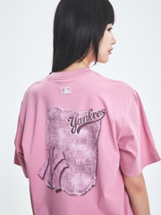 Áo Thun MLB Denim-like Monotive Overfit Short Sleeve T-shirt New York Yankees Pink