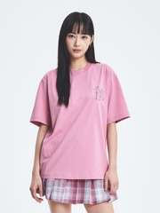 Áo Thun MLB Denim-like Monotive Overfit Short Sleeve T-shirt New York Yankees Pink
