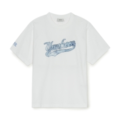 Áo Thun MLB Denim-like Big Lux Overfit Short Sleeve T-shirt New York Yankees White