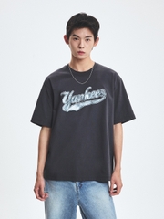 Áo Thun MLB Denim-like Big Lux Overfit Short Sleeve T-shirt New York Yankees Grey