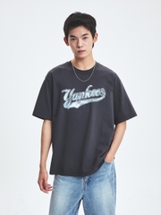Áo Thun MLB Denim-like Big Lux Overfit Short Sleeve T-shirt New York Yankees Grey