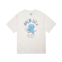 Áo Thun MLB Lite Back Logo Overfit New York Yankees Ivory