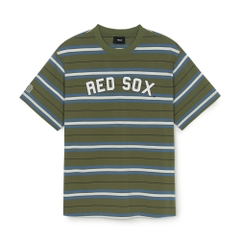 Áo Thun MLB Varsity Stripe Overfit Short Sleeve T-Shirt Boston Red Sox Khaki