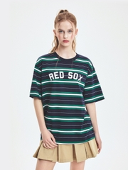 Áo Thun MLB Varsity Stripe Overfit Short Sleeve T-Shirt Boston Red Sox Navy