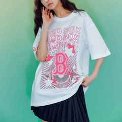 Áo Thun MLB Neon Festa Overfit Boston Red Sox White